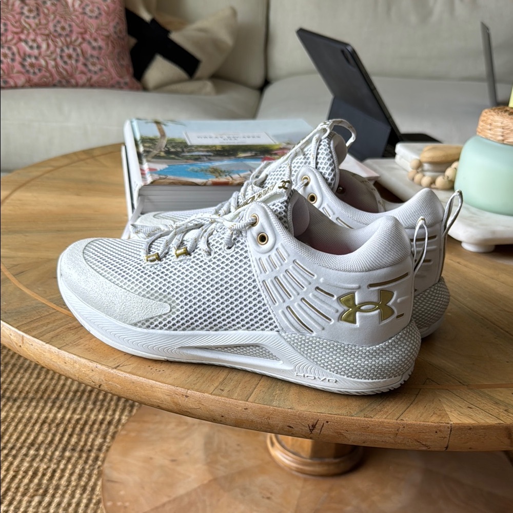 Under Armour Women's White and Gold Volleyball Shoes